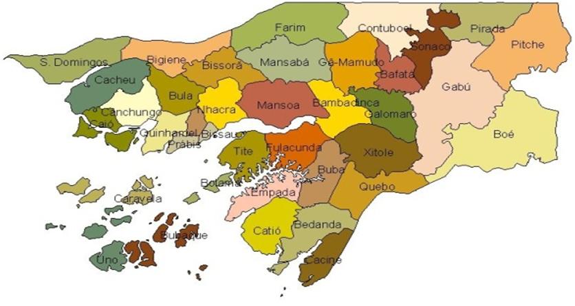 Mapa da Guiné-Bissau